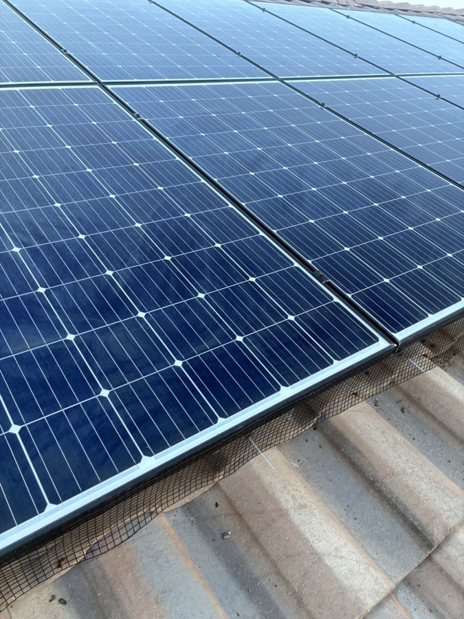 Pigeon mess around solar panels, after